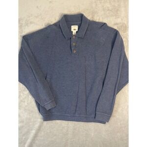 Original Island Sport Mens Blue Cotton Long Sleeve quarter button Marlin